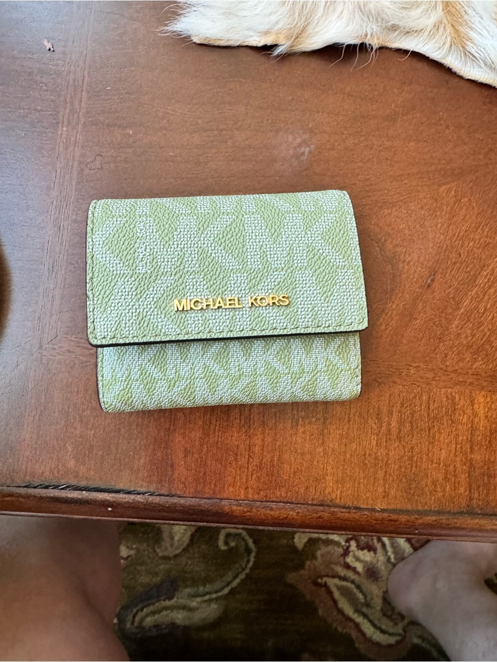 Michael Kors Light Green Signature Compact Trifold Wallet